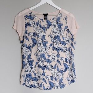Summery Floral Mixed Media Ann Taylor Top